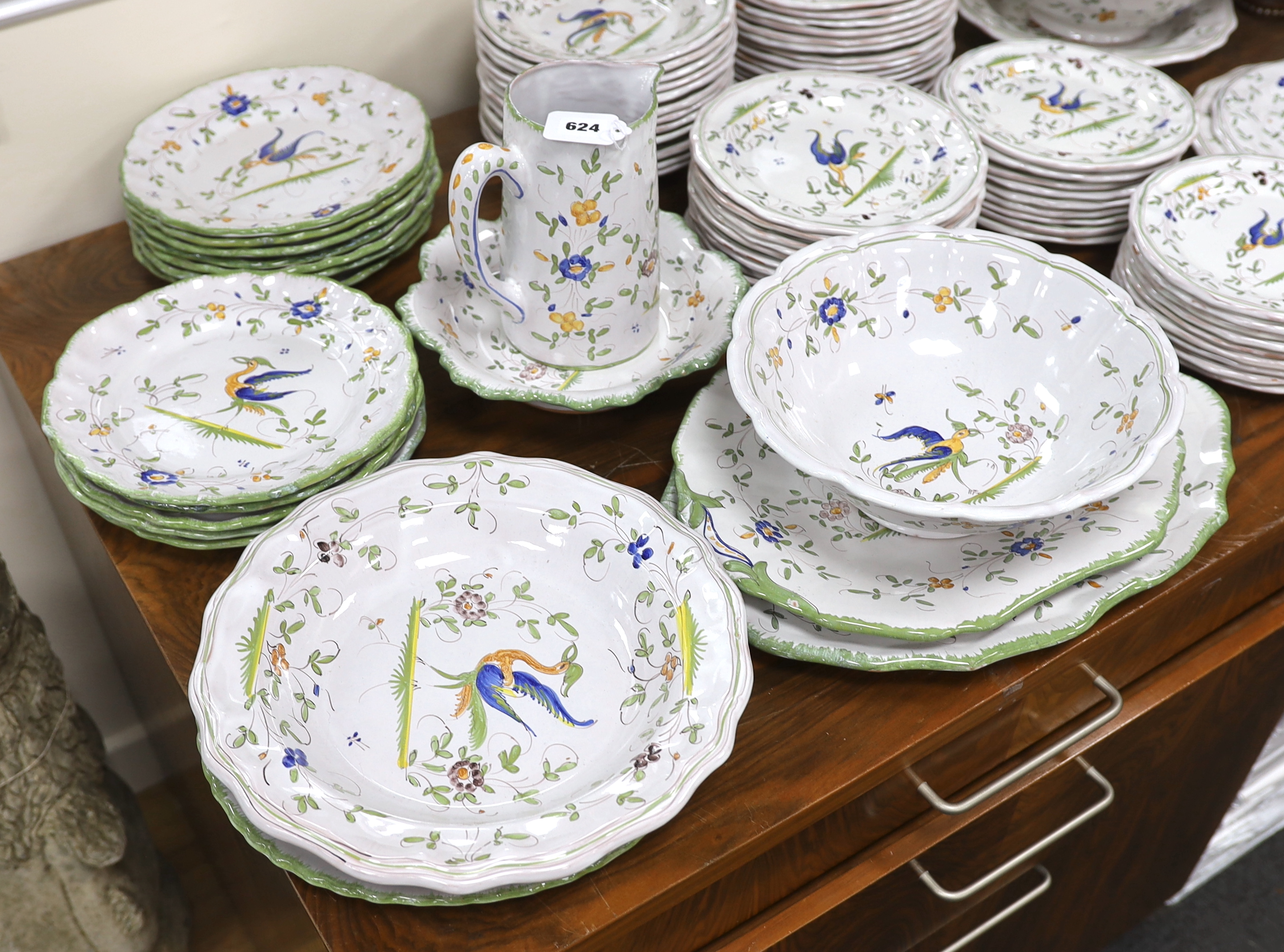 A comprehensive Moustiers, France faience dinner service